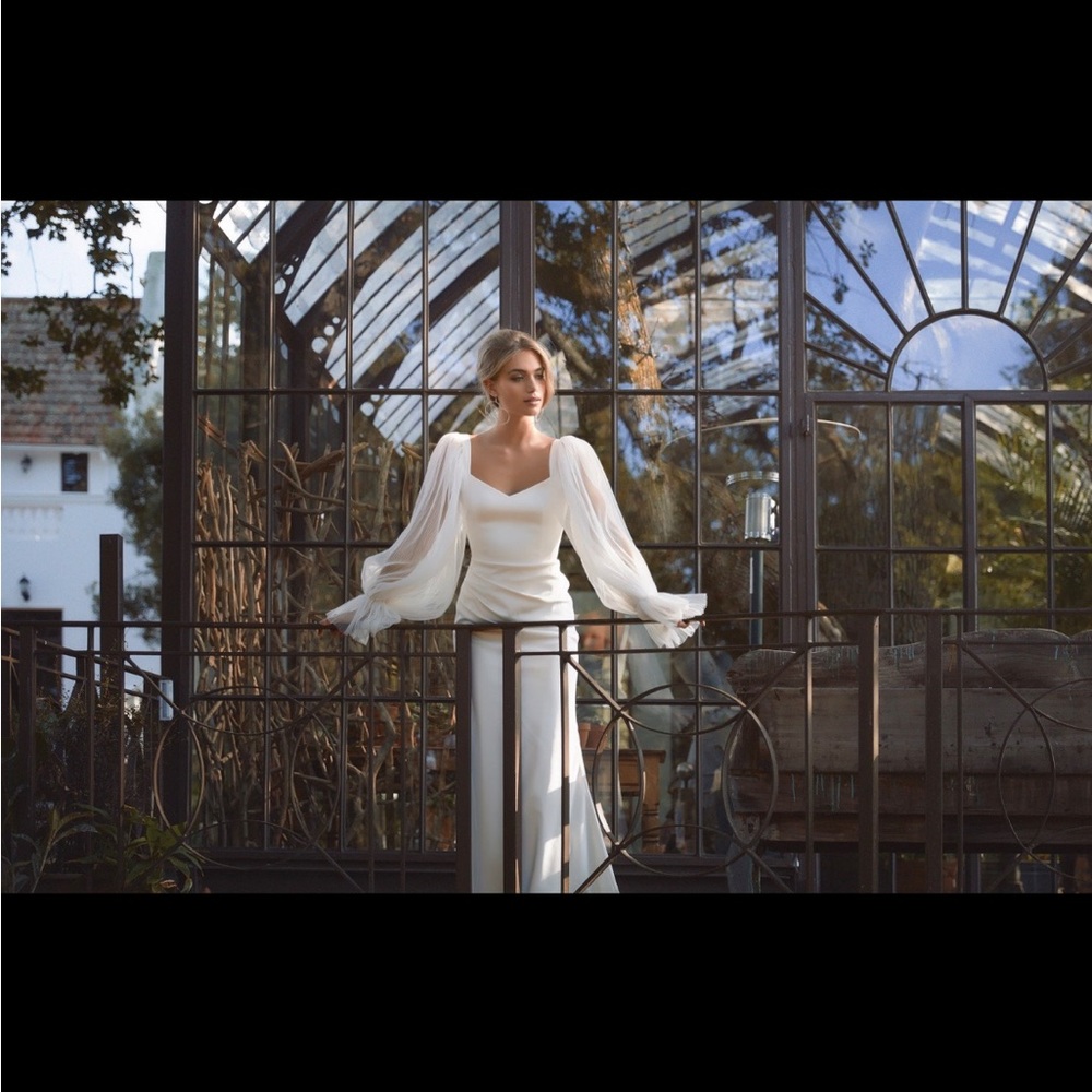 Detachable plissed tule sleeves for wedding dress - color ivory